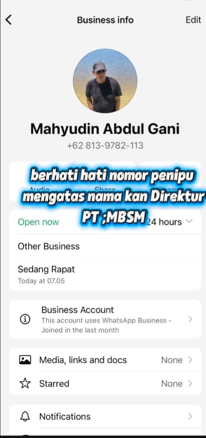 Waspada Penipuan! Akun Palsu Catut Nama Mahyudi Abdul Gani, Minta Transfer ke Pihak SPBU