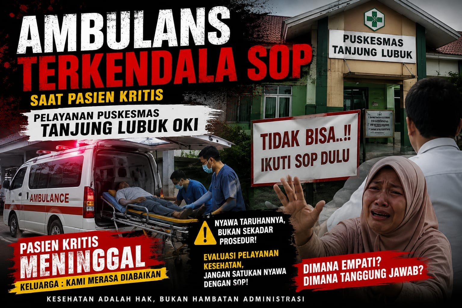 Ambulans Terkendala SOP Saat Pasien Kritis, Pelayanan Puskesmas Tanjung Lubuk OKI Dipertanyakan